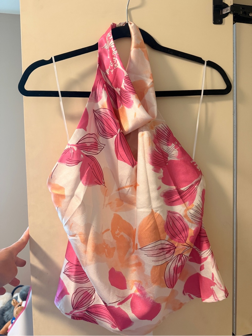 Halter Floral Print Women's Top in Pink & Peach with wide legged pants set